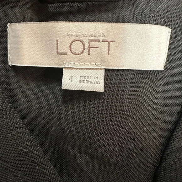Ann Taylor Loft Size 4 Black Short Sleeve Shirtdress Lightweight with Pockets - Picture 7 of 9